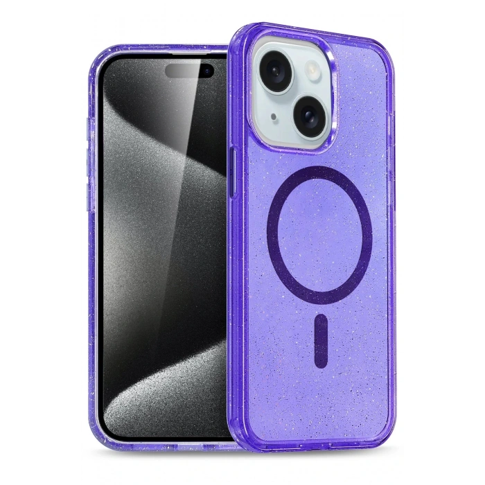 HarmonyAura  Iphone 14 Kılıf Glow Magsafe Kapak - Mor