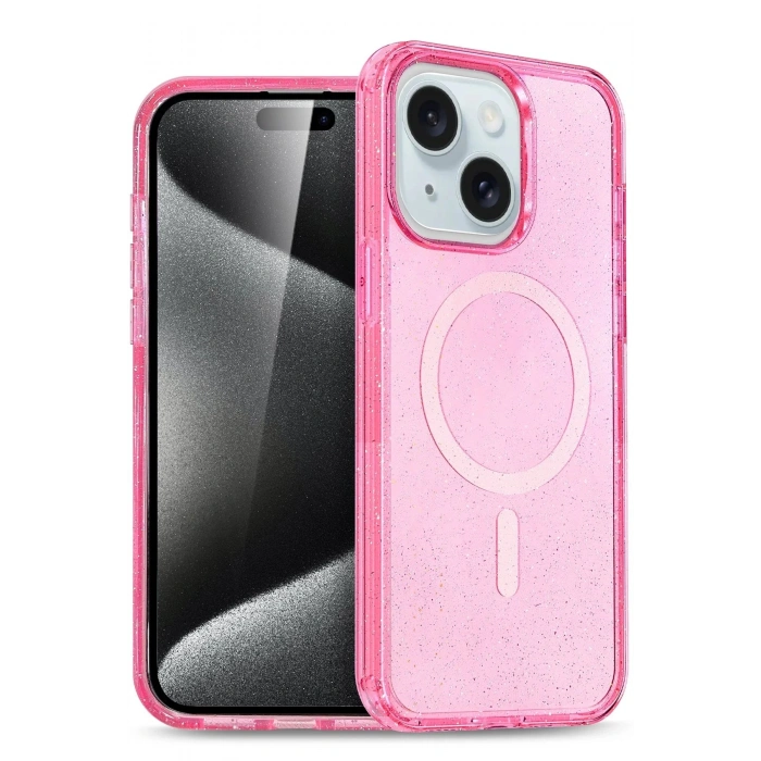 HarmonyAura  Iphone 14 Kılıf Glow Magsafe Kapak - Pembe