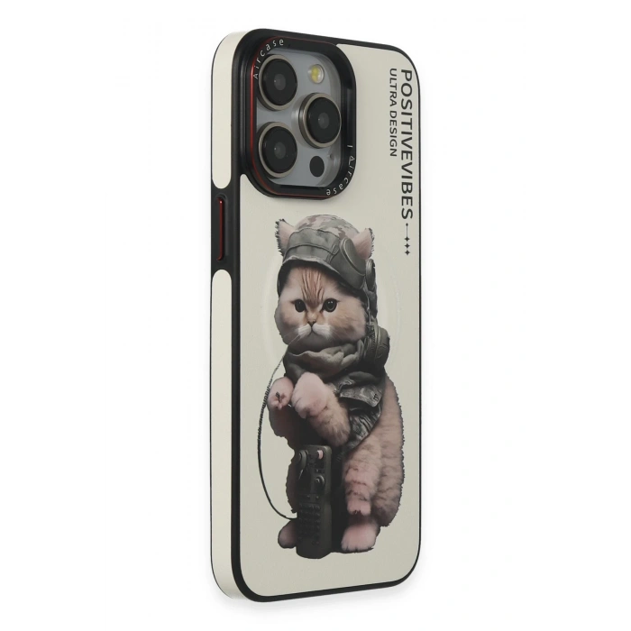 HarmonyAura iPhone 14 Pro Fun Magsafe Kapak - Beyaz