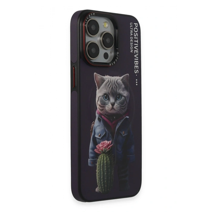 HarmonyAura iPhone 14 Pro Fun Magsafe Kapak - Derin Mor