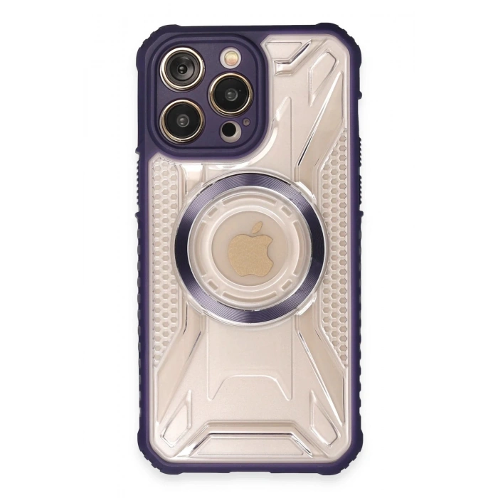 HarmonyAura  Iphone 14 Pro Kılıf Prag Magneticsafe Kapak - Derin Mor