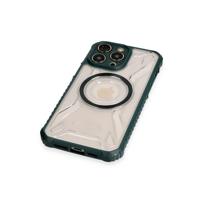 HarmonyAura  Iphone 14 Pro Kılıf Prag Magneticsafe Kapak - Koyu Yeşil