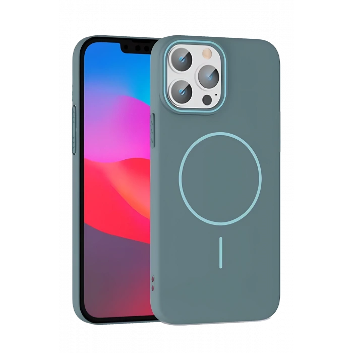 HarmonyAura iPhone 14 Pro Max Broş Magsafe Kapak - Turkuaz