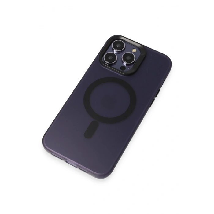 HarmonyAura iPhone 14 Pro Max Kılıf Mateks Magsafe Kapak - Derin Mor