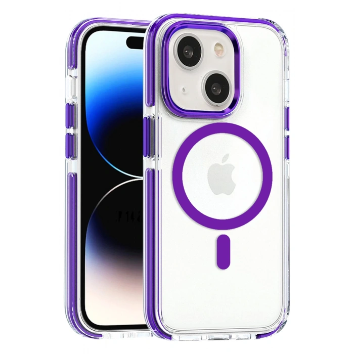 HarmonyAura iPhone 15 Bella Magsafe Kapak - Derin Mor