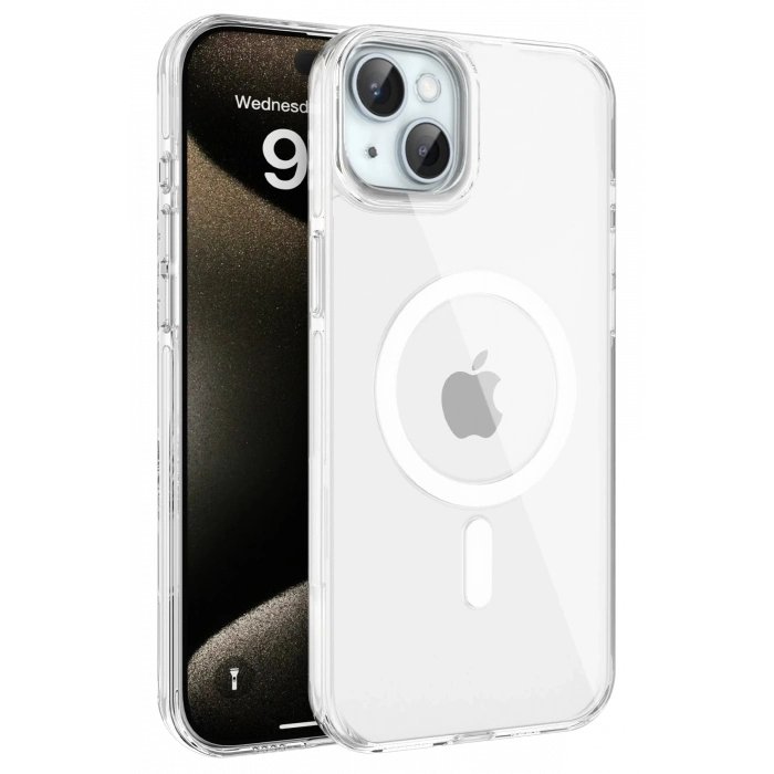 HarmonyAura iPhone 15 Gleam PC Sert Magsafe Kılıf - Şeffaf