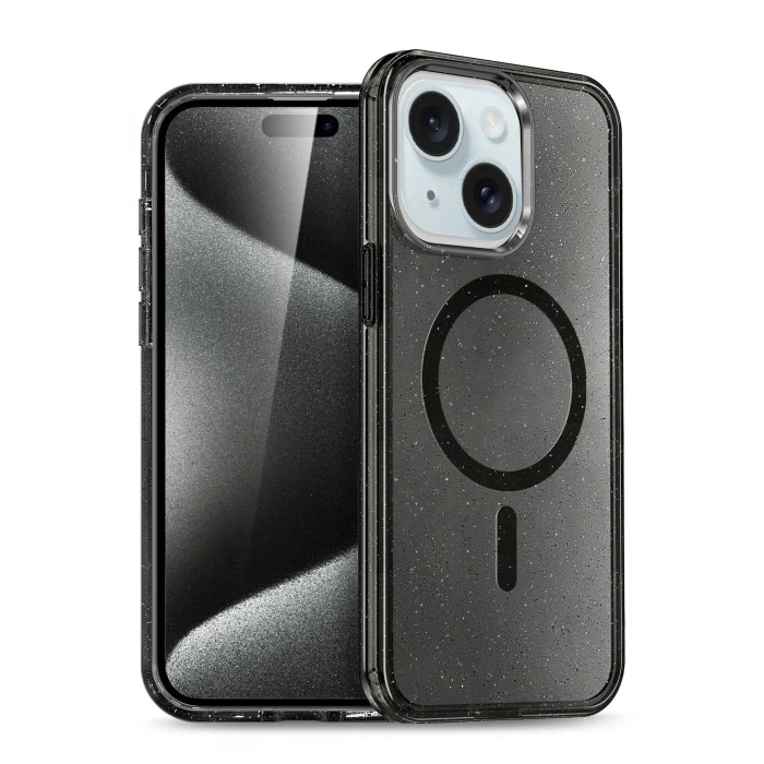 HarmonyAura  Iphone 15 Plus Kılıf Star Magsafe Kapak - Siyah