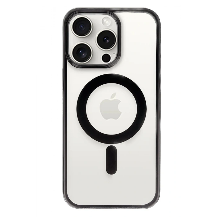 HarmonyAura  Iphone 15 Pro Kılıf Erozi Magsafe Kapak - Siyah