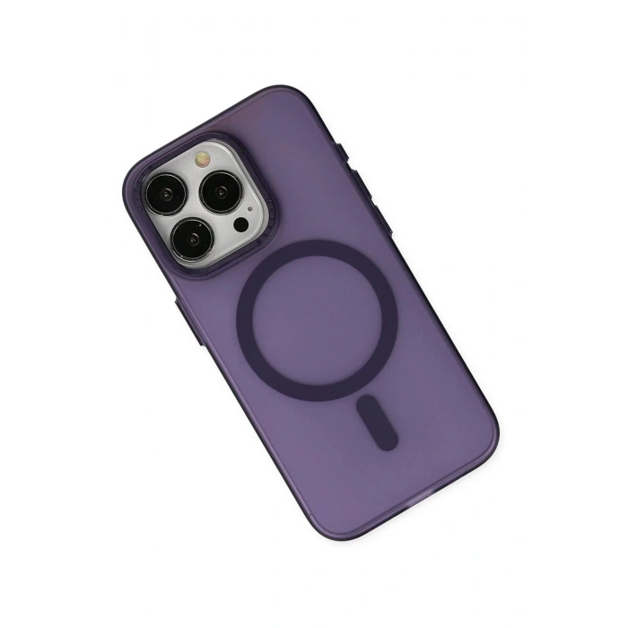 HarmonyAura  Iphone 15 Pro Kılıf Lodos Magneticsafe Mat Kapak - Mor