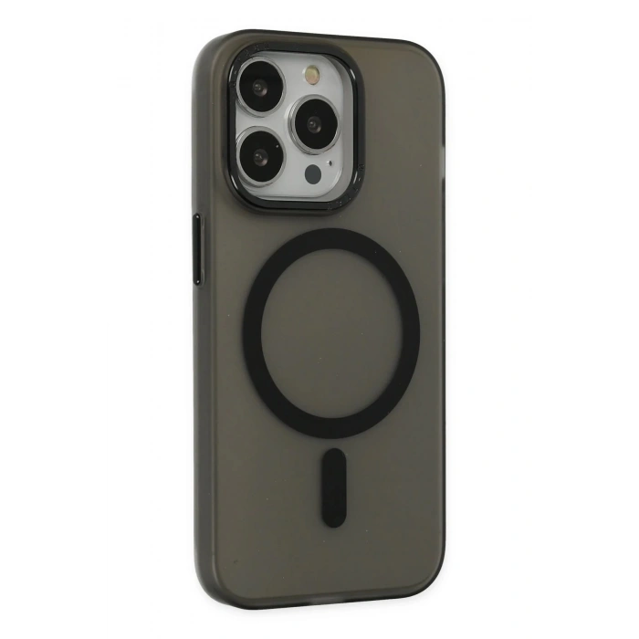 HarmonyAura  Iphone 15 Pro Kılıf Lodos Magneticsafe Mat Kapak - Siyah