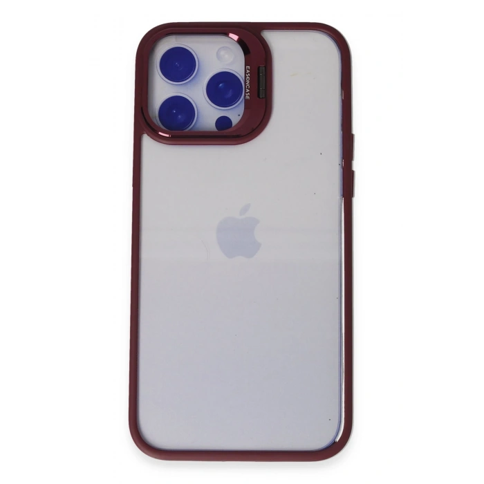 HarmonyAura iPhone 15 Pro Kılıf Roblox Lens Standlı Kapak - Bordo
