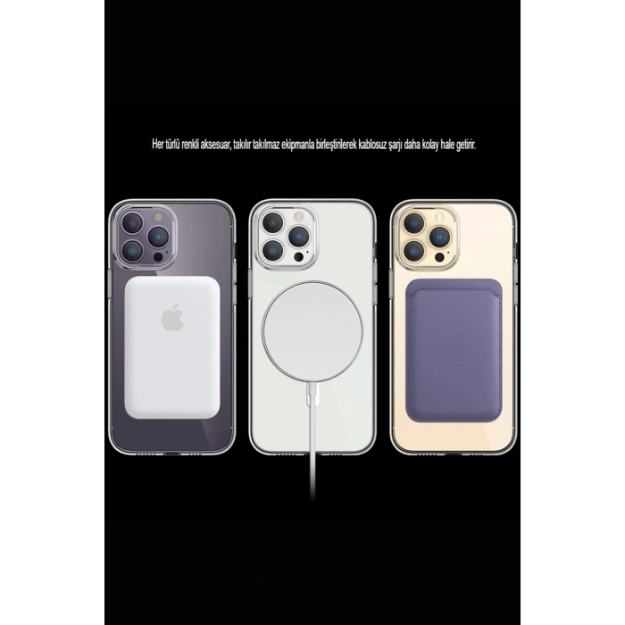 HarmonyAura  Iphone 15 Pro Kılıf Tron Şeffaf Magsafe Kapak - Şeffaf