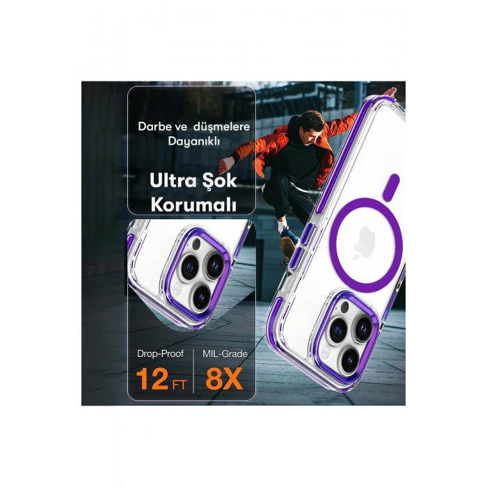 HarmonyAura iPhone 15 Pro Max Bella Magsafe Kapak - Derin Mor