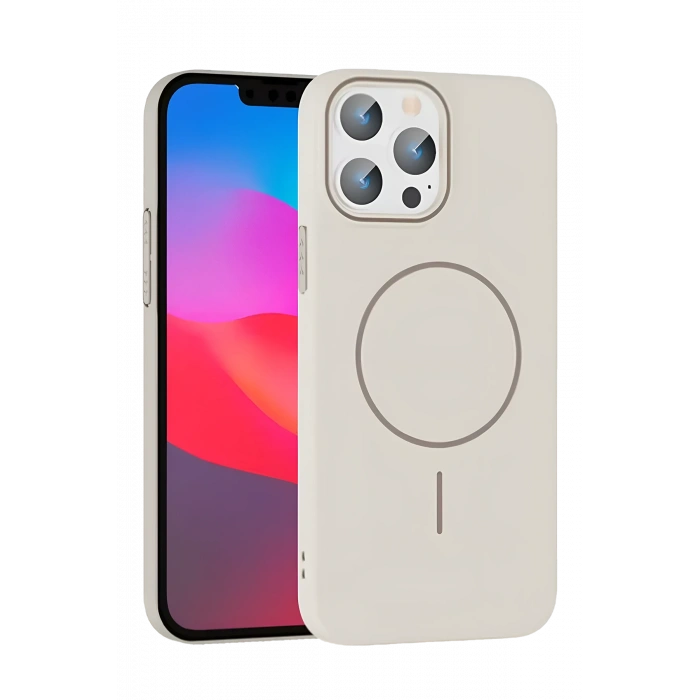 HarmonyAura iPhone 15 Pro Max Broş Magsafe Kapak - Krem