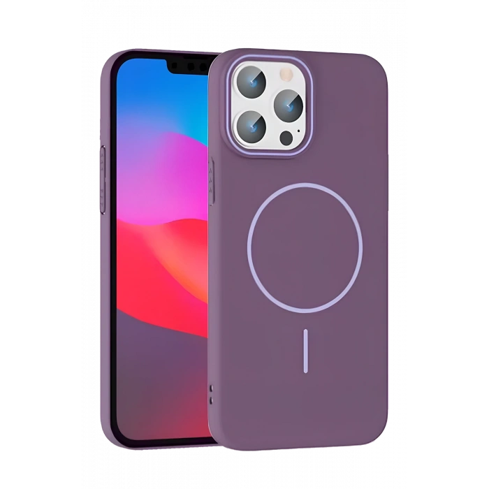 HarmonyAura iPhone 15 Pro Max Broş Magsafe Kapak - Mor