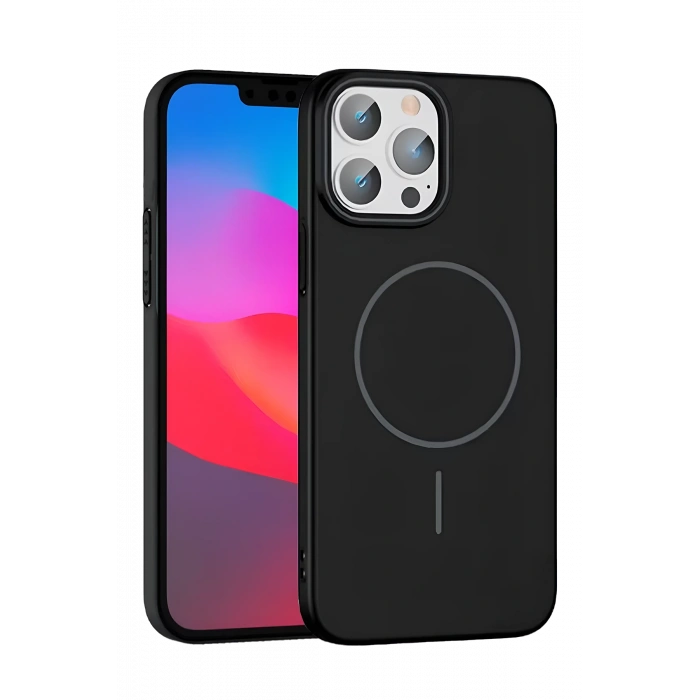 HarmonyAura iPhone 15 Pro Max Broş Magsafe Kapak - Siyah