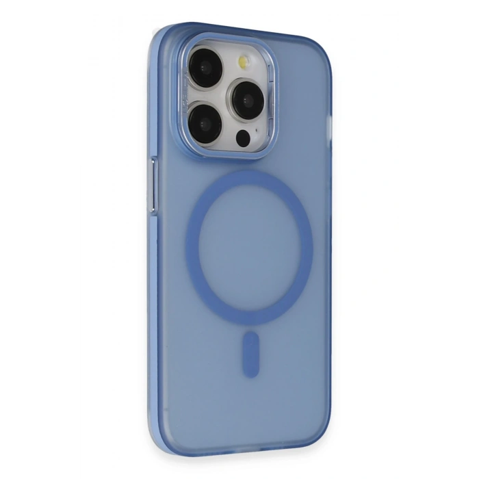 HarmonyAura iPhone 15 Pro Max Frost Standlı Magsafe Kapak - Sierra Blue