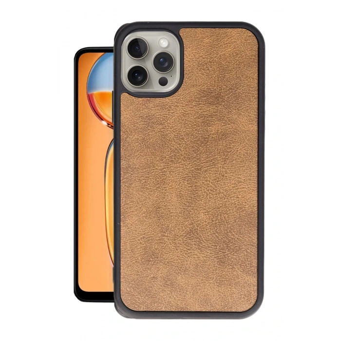 HarmonyAura  Iphone 15 Pro Max Kılıf Aras Deri Kapak - Taba