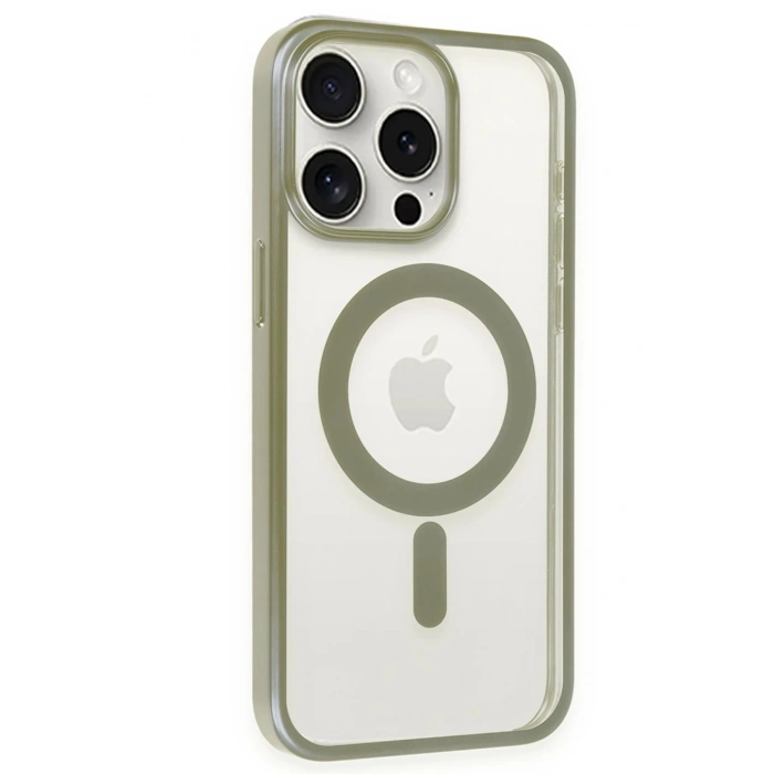 HarmonyAura  Iphone 15 Pro Max Kılıf Erozi Magsafe Kapak - Gri