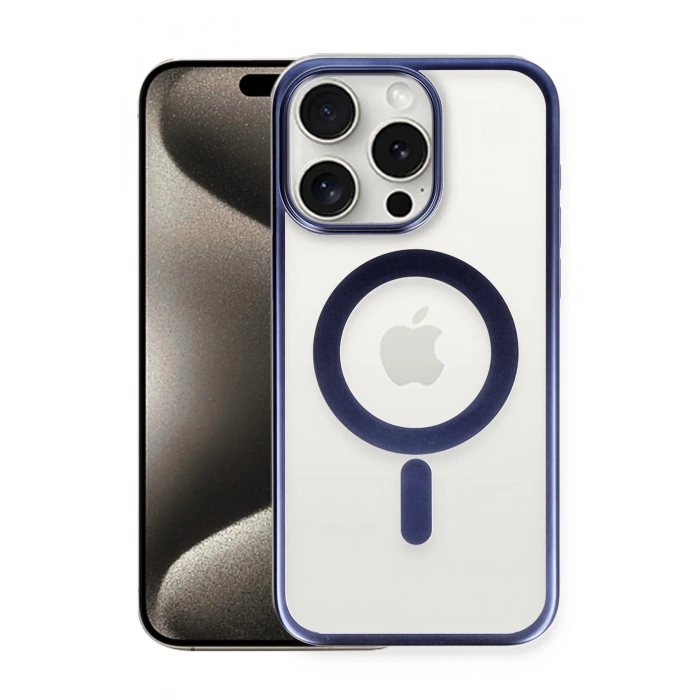 HarmonyAura  Iphone 15 Pro Max Kılıf Erozi Magsafe Kapak - Lacivert