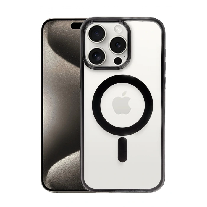 HarmonyAura  Iphone 15 Pro Max Kılıf Erozi Magsafe Kapak - Siyah