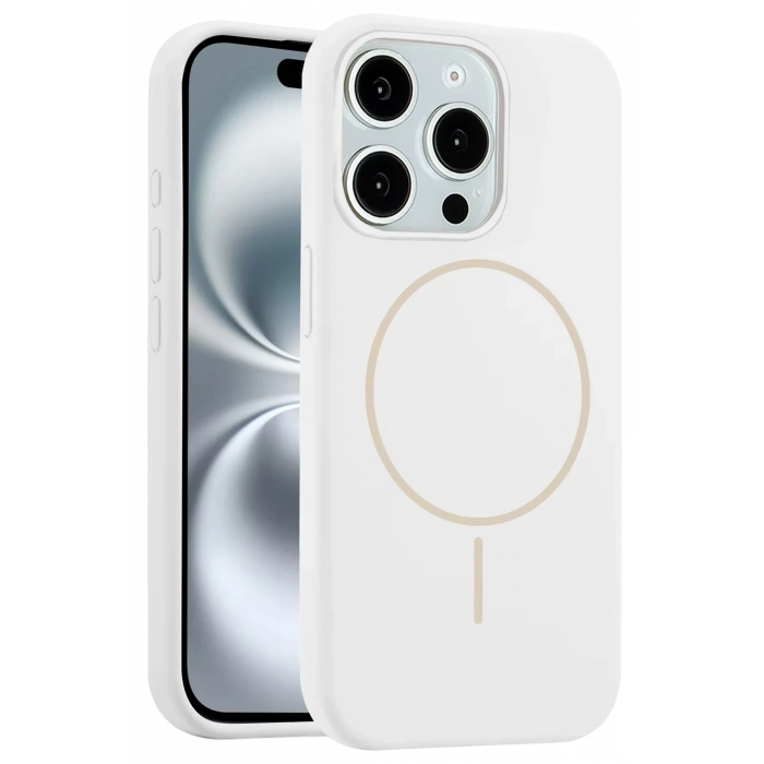 HarmonyAura iPhone 15 Pro Max Kılıf Jully Magsafe Kapak - Beyaz