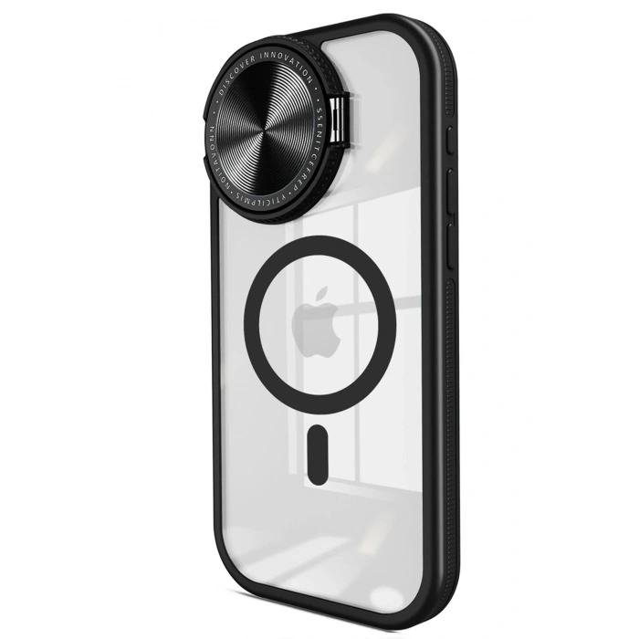 HarmonyAura  Iphone 15 Pro Max Kılıf Teleskop Lens Magsafe Silikon Kapak - Siyah