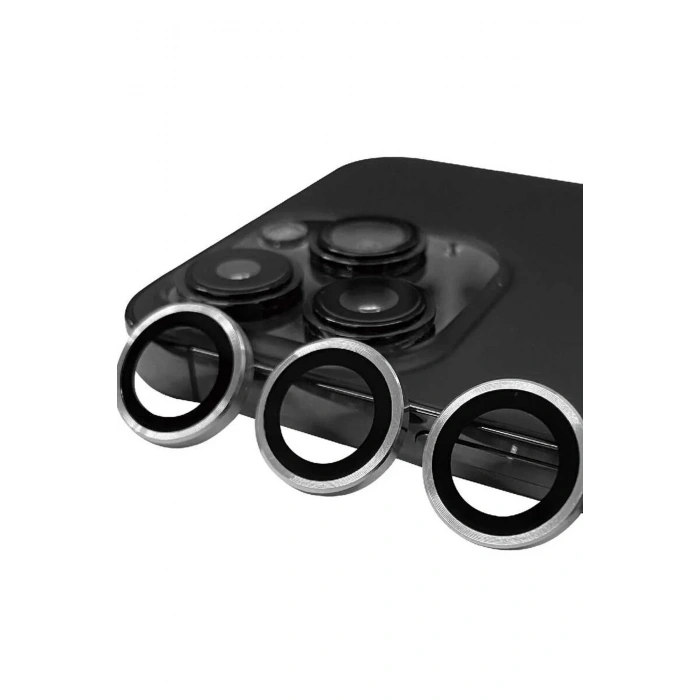 HarmonyAura  Iphone 15 Pro Max Raze Metal Kamera Lens - Gümüş