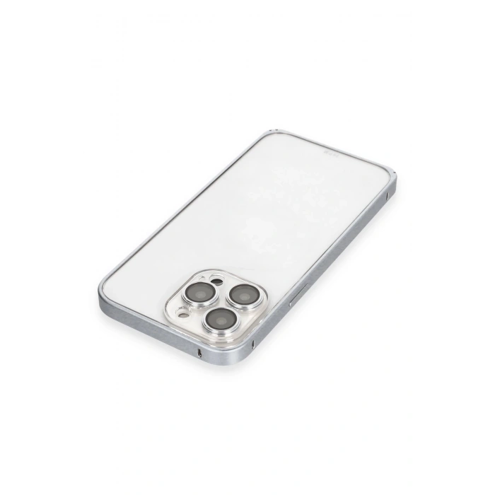 HarmonyAura iPhone 15 Pro Metal Bumper Mat Kapak - Gri