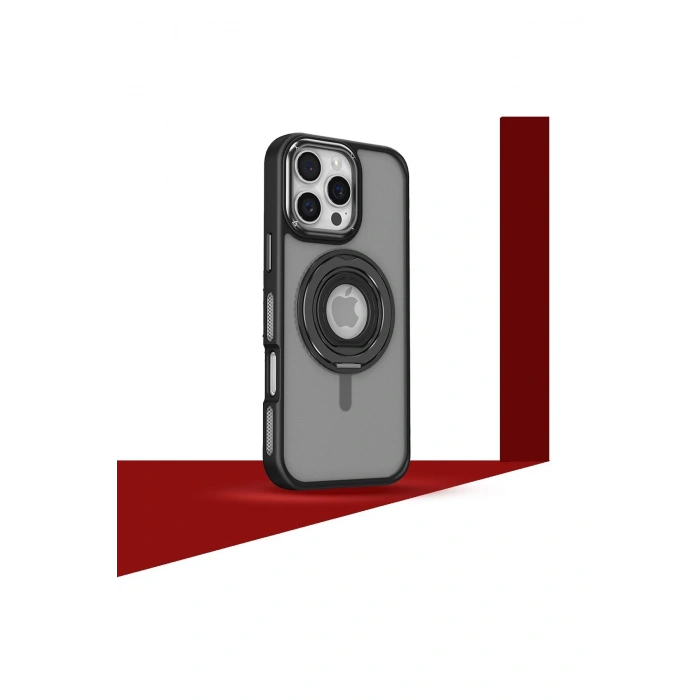 HarmonyAura iPhone 16 Banza Magsafe Standlı Kapak - Derin Mor