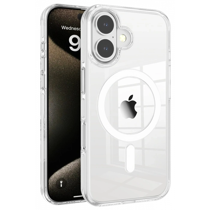 HarmonyAura iPhone 16 Gleam PC Sert Magsafe Kılıf - Şeffaf