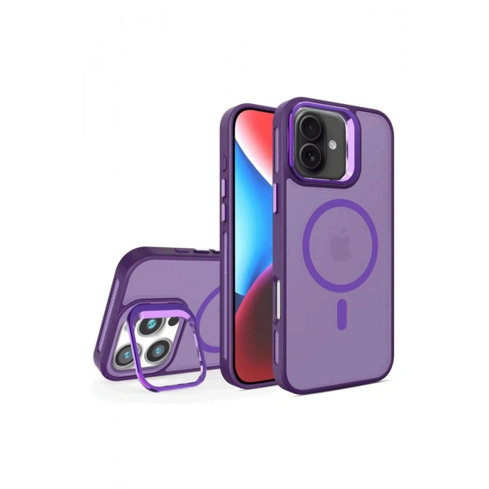 HarmonyAura iPhone 16 Plus Flet Lens Magsafe Kapak - Derin Mor