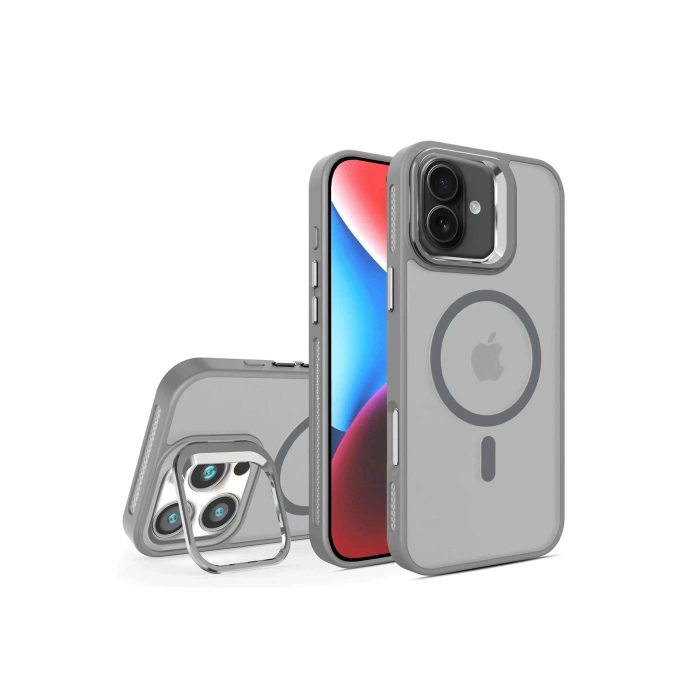 HarmonyAura iPhone 16 Plus Flet Lens Magsafe Kapak - Gri