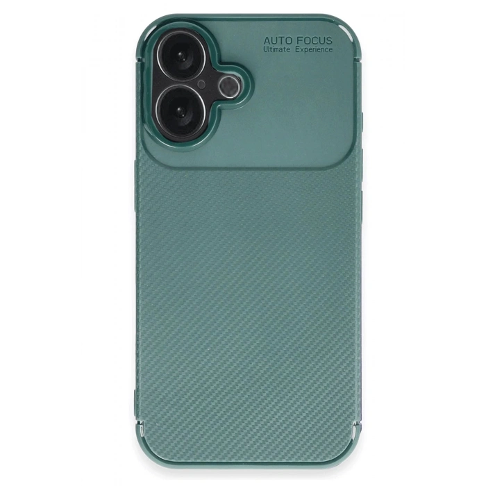HarmonyAura  Iphone 16 Plus Kılıf Auto Focus Karbon Kapak - Koyu Yeşil
