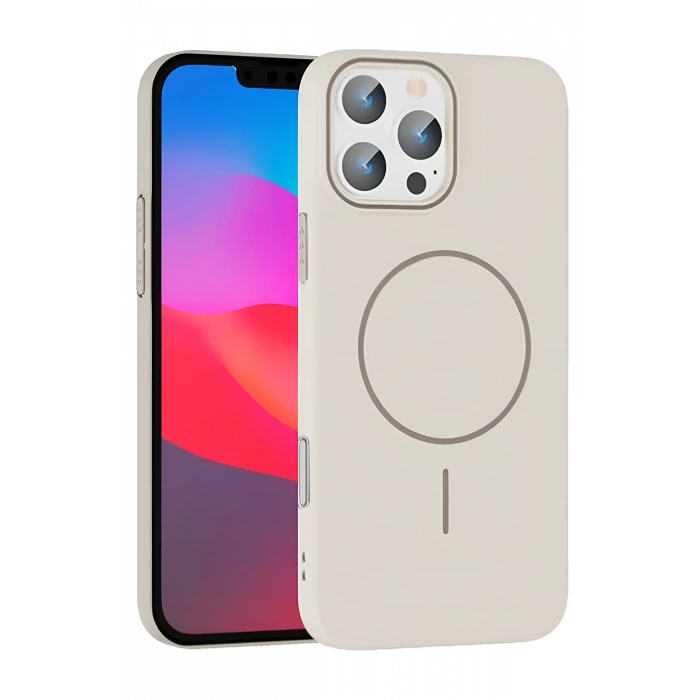 HarmonyAura iPhone 16 Pro Broş Magsafe Kapak - Krem