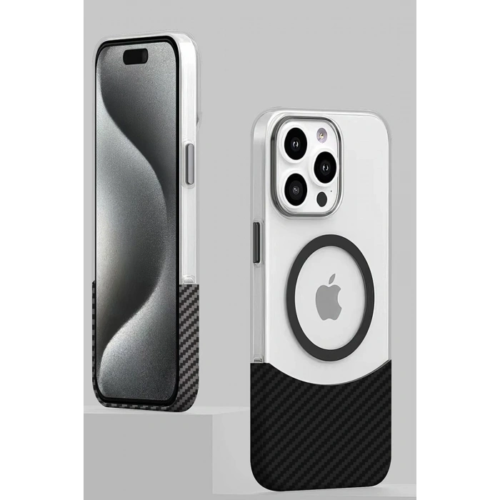 HarmonyAura iPhone 16 Pro Carbon Puzzle Magsafe Kapak - Desert