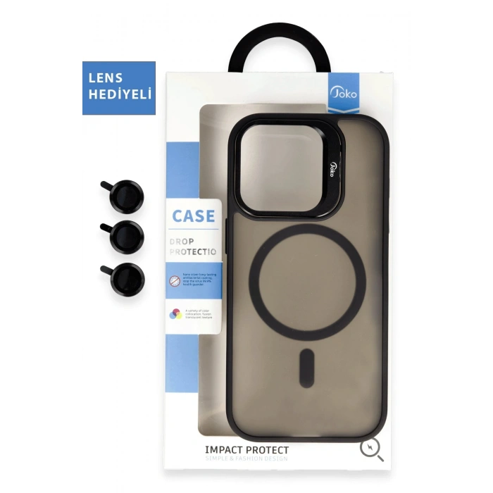 HarmonyAura iPhone 16 Pro Flet Lens Magsafe Kapak - Siyah