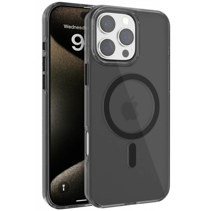 HarmonyAura iPhone 16 Pro Max Gleam PC Sert Magsafe Kılıf - Siyah