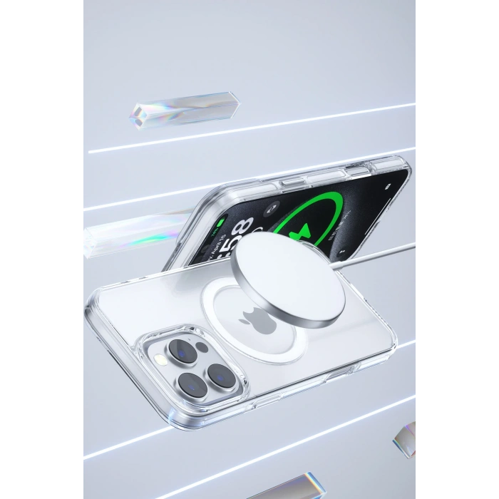 HarmonyAura iPhone 16 Pro Max Gleam PC Sert Magsafe Kılıf - Titan Gri