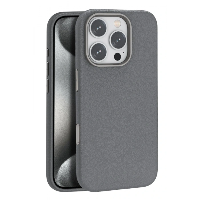 HarmonyAura iPhone 16 Pro Wonder Deri Magsafe Kapak - Titan Gri