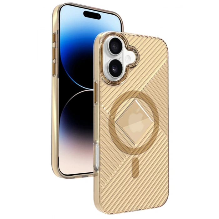 HarmonyAura iPhone 16 Stella PC Sert Magsafe Kılıf - Gold