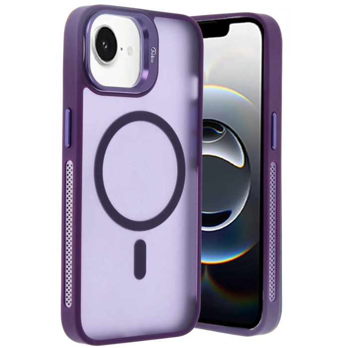 HarmonyAura iPhone 16E Flet Lens Magsafe Kapak - Derin Mor