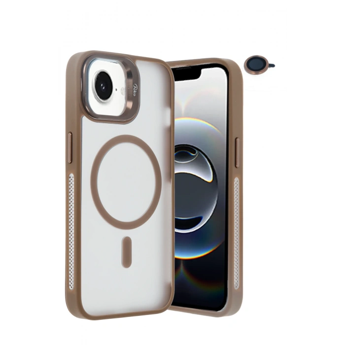 HarmonyAura iPhone 16E Flet Lens Magsafe Kapak - Gold