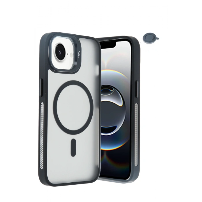 HarmonyAura iPhone 16E Flet Lens Magsafe Kapak - Siyah