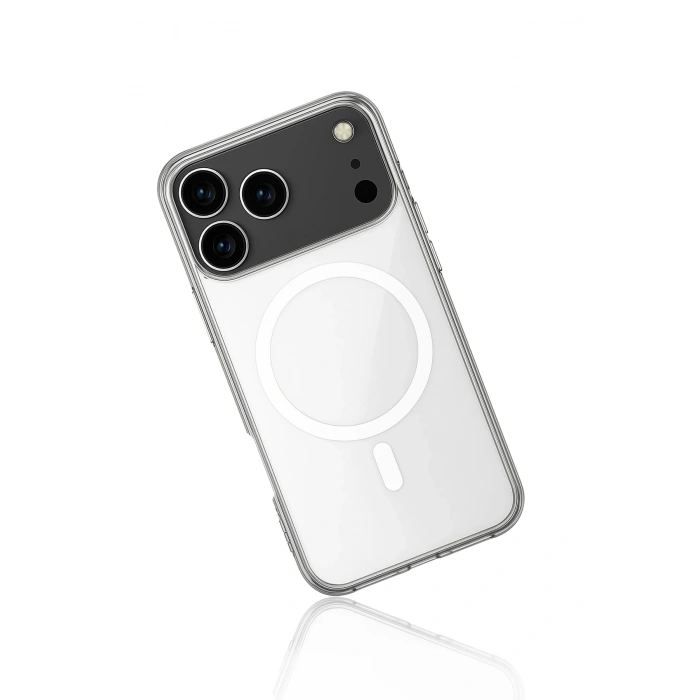 HarmonyAura iPhone 17 Pro Max Kılıf Magneticsafe Şeffaf Silikon - Şeffaf