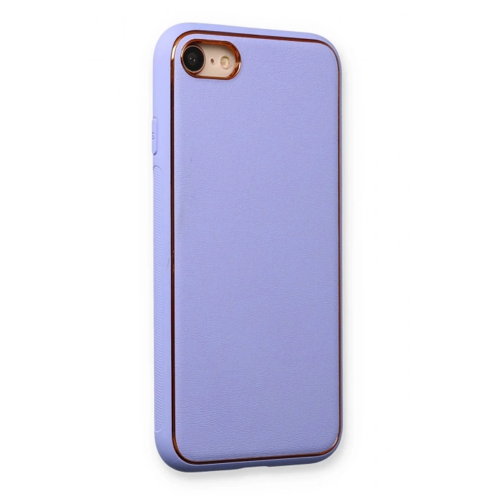 HarmonyAura  Iphone 7 Kılıf Coco Deri Silikon Kapak - Açık Lila
