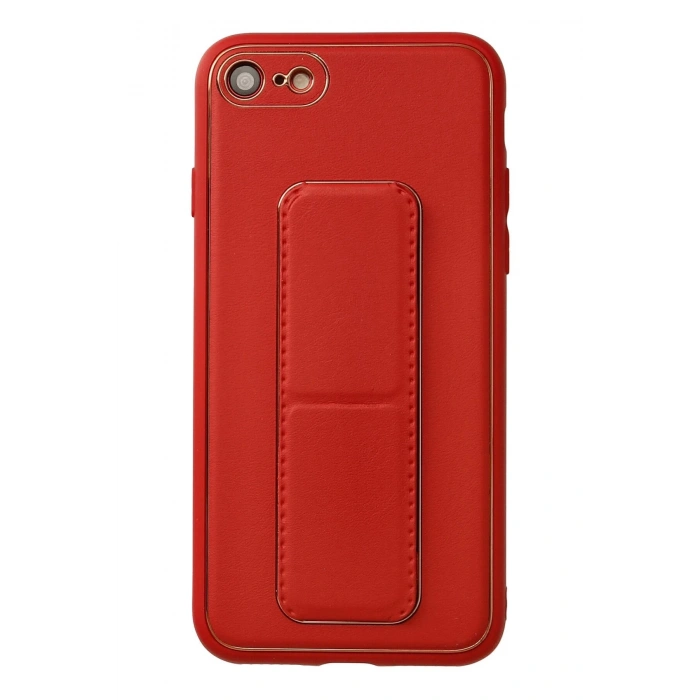 HarmonyAura  Iphone 7 Kılıf Coco Deri Standlı Kapak - Kırmızı