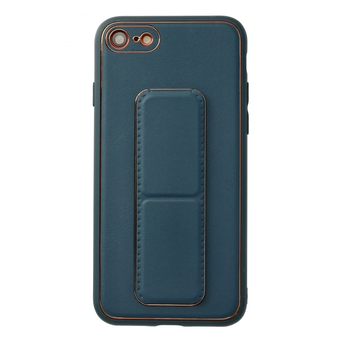 HarmonyAura  Iphone 7 Kılıf Coco Deri Standlı Kapak - Mavi