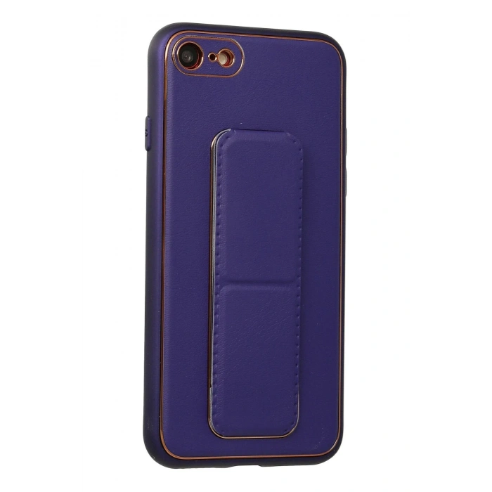 HarmonyAura  Iphone 7 Kılıf Coco Deri Standlı Kapak - Mor