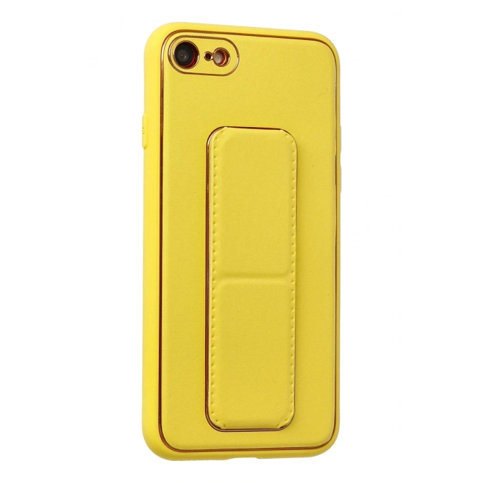 HarmonyAura  Iphone 7 Kılıf Coco Deri Standlı Kapak - Sarı